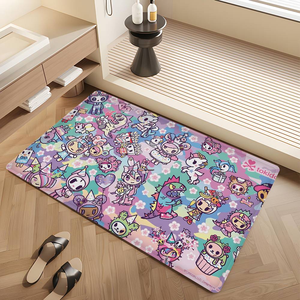 Popular Fashion T-Tokidoki LOGO Bathroom Mat Kids Room Bedroom Decoration Balcony Anti-Slip Doormat Living Room Welcome Rug