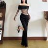 Women's Fall/winter Street Fashion Sexy One-line Collar Long-sleeved Dress