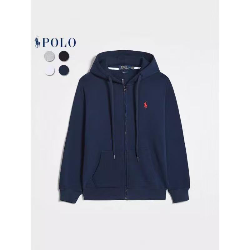 Sweat à capuche décontracté à manches longues pour homme: Couleur unie, Logo cheval brodé, Veste Cardigan zippée