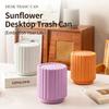 New 2026 Mini Desk Trash Can with Press Open Lid, Large Mouth Sunflower Design Household Waste Bin