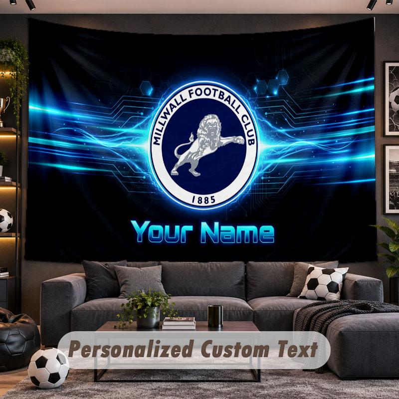 Wall Hanging Tapestry Custom NameMillwall FC Pattern Personalized Printed Fabric Wall Decor
