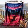 Custom Text Flannel Throw Blanket, Lightweight Cozy Bed Sofa BlanketStranger Things