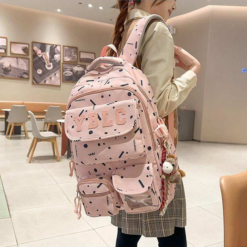 Girls' Junior High School School Bags Cute Printed Backpack High School Student Lightweight SchoolBags Large Sized Computer Bag for College Students