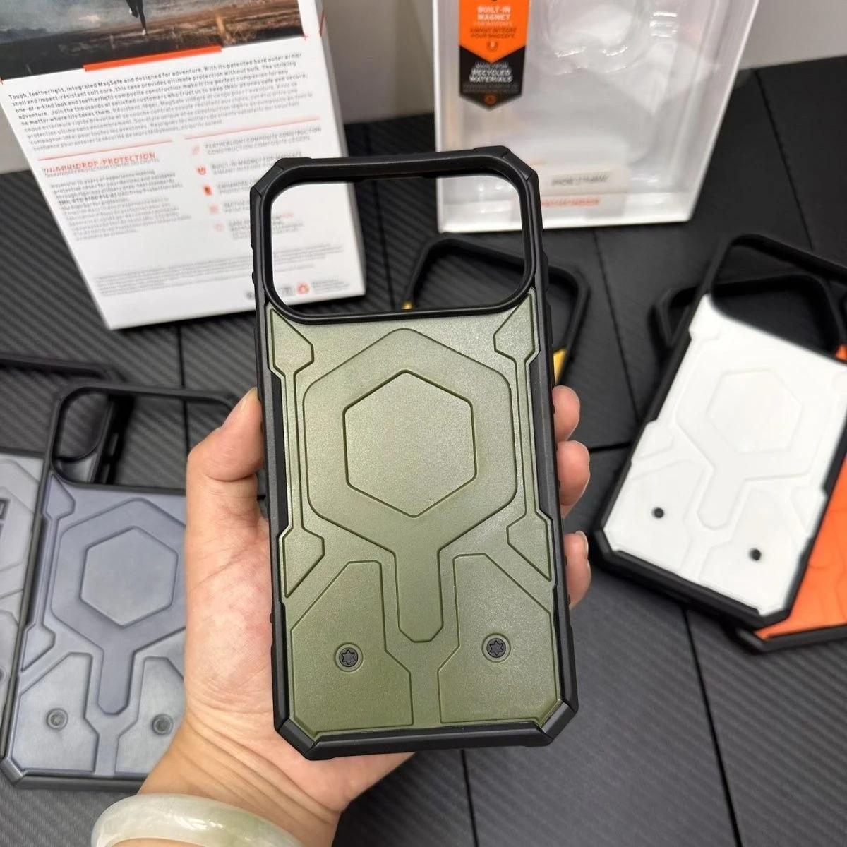 

Urban UAG Heavy Duty Pathfinder Armor for MagSafe Strong Magnetic Case for Official IPhone Air 17 Pro Max 16 15 Rugged Shockproof Protection Cover iPhone 16 Plus зелений