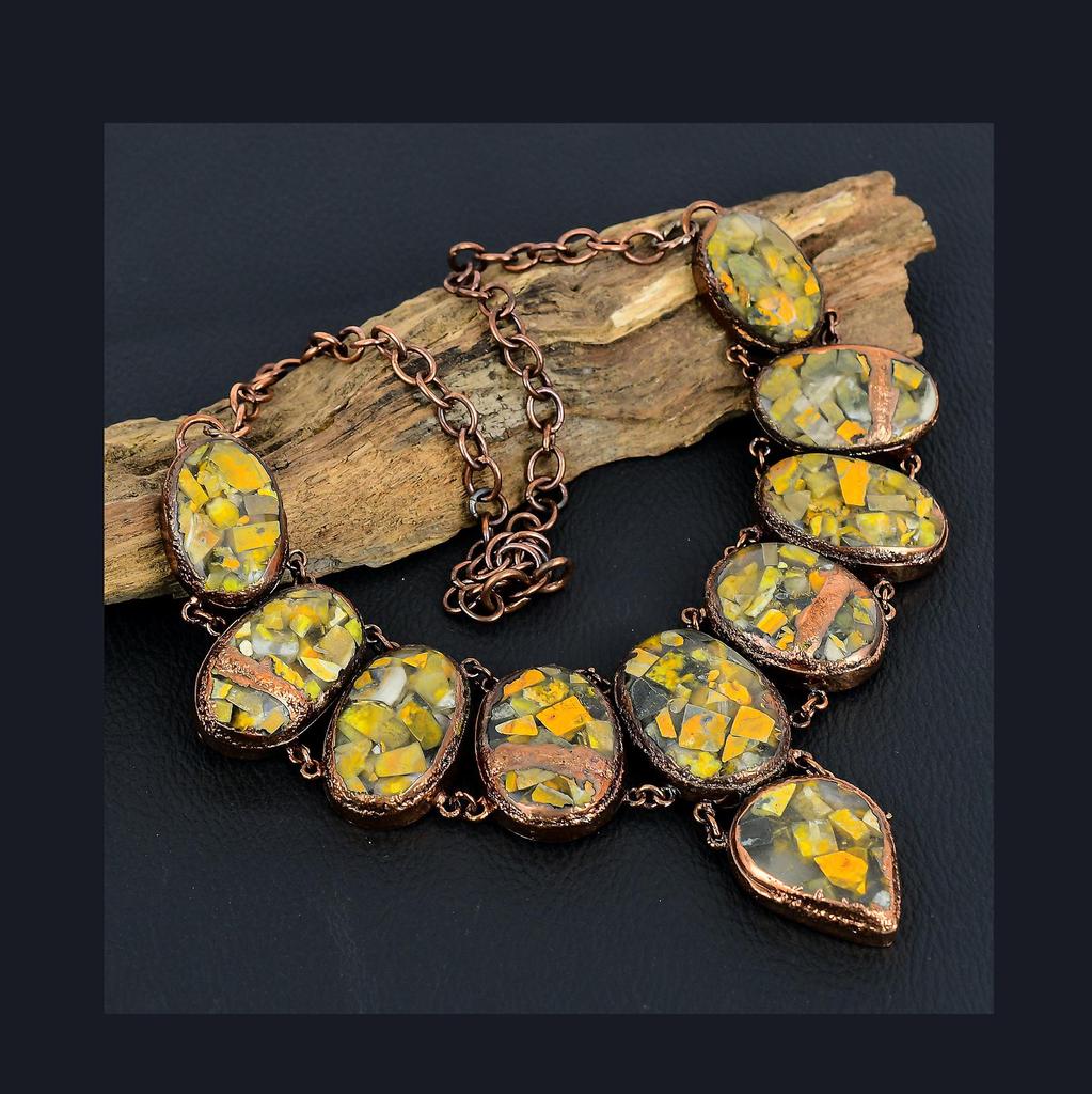 Copper Bumblebee Necklace Gemstone Jewelry, Copper Electroformed Necklace, Adjustable Handmade Beautiful Jewelry Chain Necklace