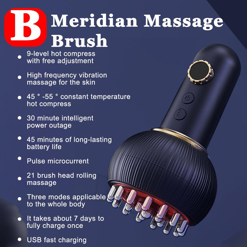 

Electric Meridian Massager EMS Microcurrent Vibration Hot Compress Guasha Scraping Brush Detox Slimming Fat Burner Beauty Health