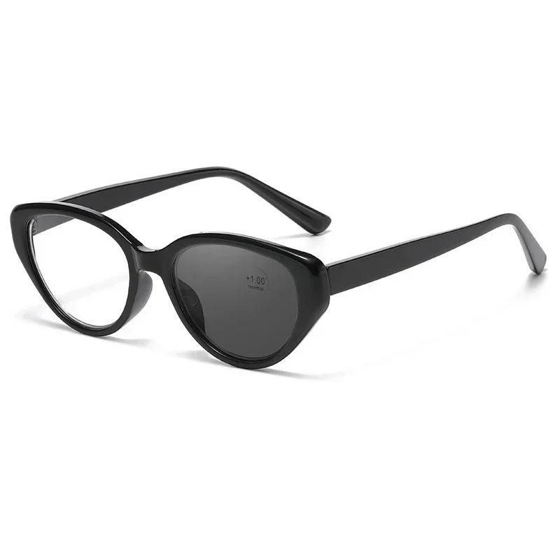 

Women s Retro Fashion Super Clear Anti-blue Light Reading Glasses Neutral Fashion New Cat-eye Photochromic Presbyopia Glasses +150