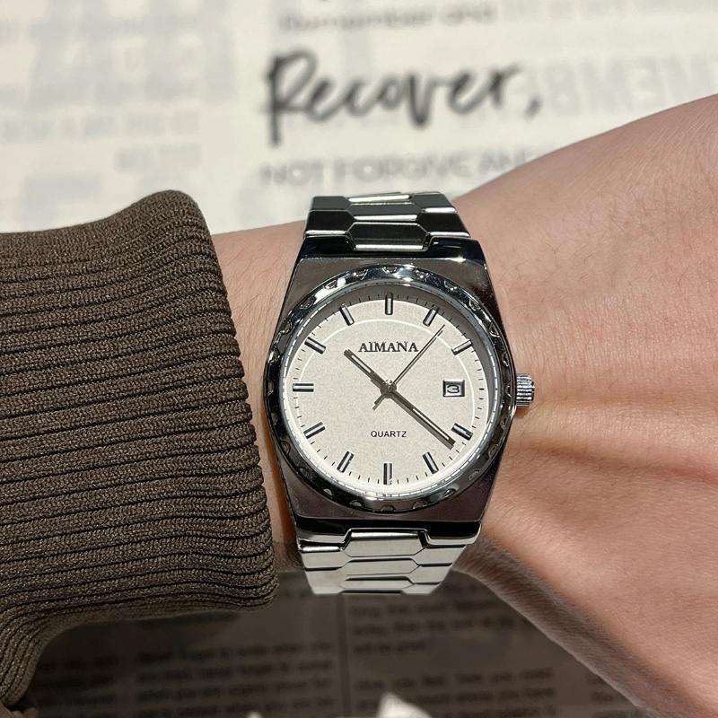 Classic Men Quartz Watch Calendar Display Stainless Steel Band Waterproof Luminous Business Male Wrist Watch