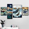 Mountain Sea Forest Whale Abstract Landscape Wall Art Canvas Painting Nordic Posters Prints Wall Pictures For Living Room Decor