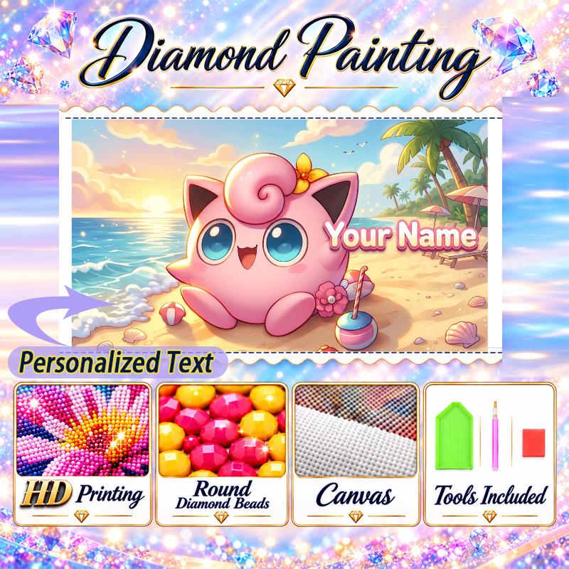 Personalized Jigglypuff Diamond Art Custom Name 5D Diamond Painting Full Drill DIY Craft
