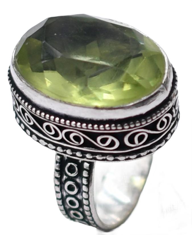 Peridot Hydro Gemstone Ethnic Antique Design Ring US Size-7.5 A207