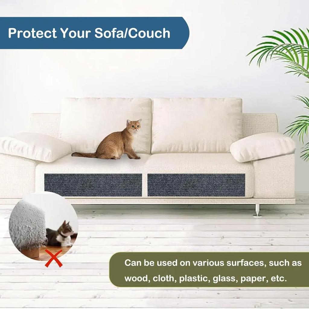 1PC 1m/39.37inch Self-Adhesive Cat Scratching Mat Trimmable Cat Carpet Cat Scratching Carpet Corner Wall Cat DIY Scratch Sofa Fu