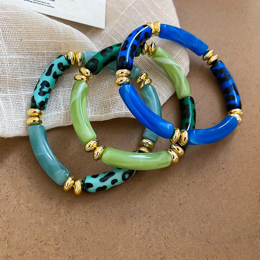 Leopard Print Acrylic Cylinder Bracelet - Minimalist, Cool, Elegant Bangle, Light Luxury Jewelry for Women