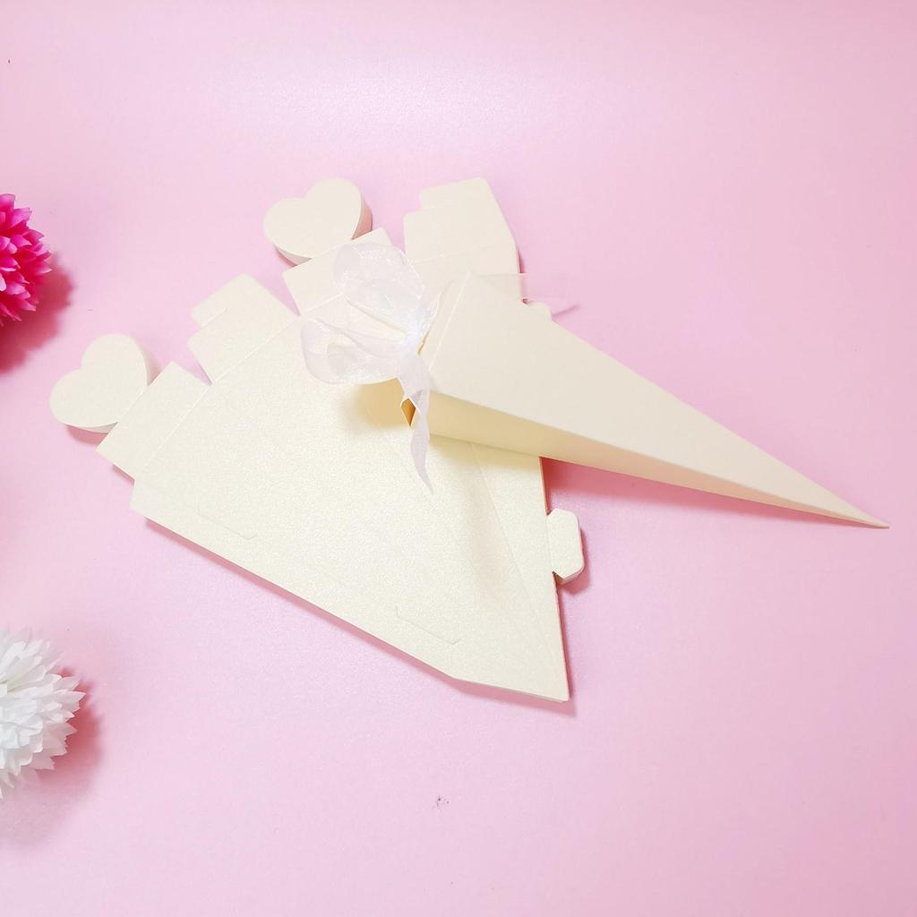 Caixa de Doces em Formato de Coração e Cone para Lembrancinhas de Casamento, Pequena Caixa de Presente, Design de Sorvete