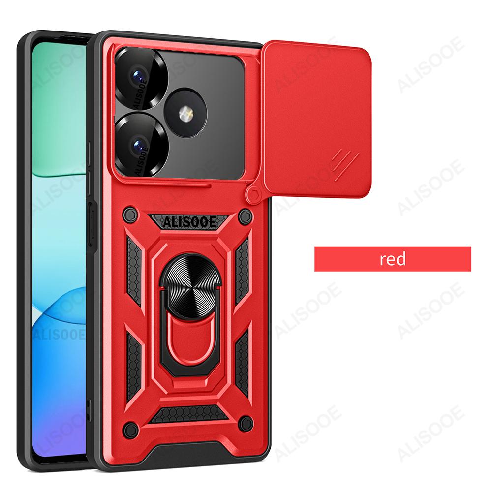 

Slide Camera Funda для Redmi 13 4G Чехол Push Lens Ring Stand Защитный чехол для Xiaomi Redmi 13 4G Противоударный чехол for Redmi 13 4G красный