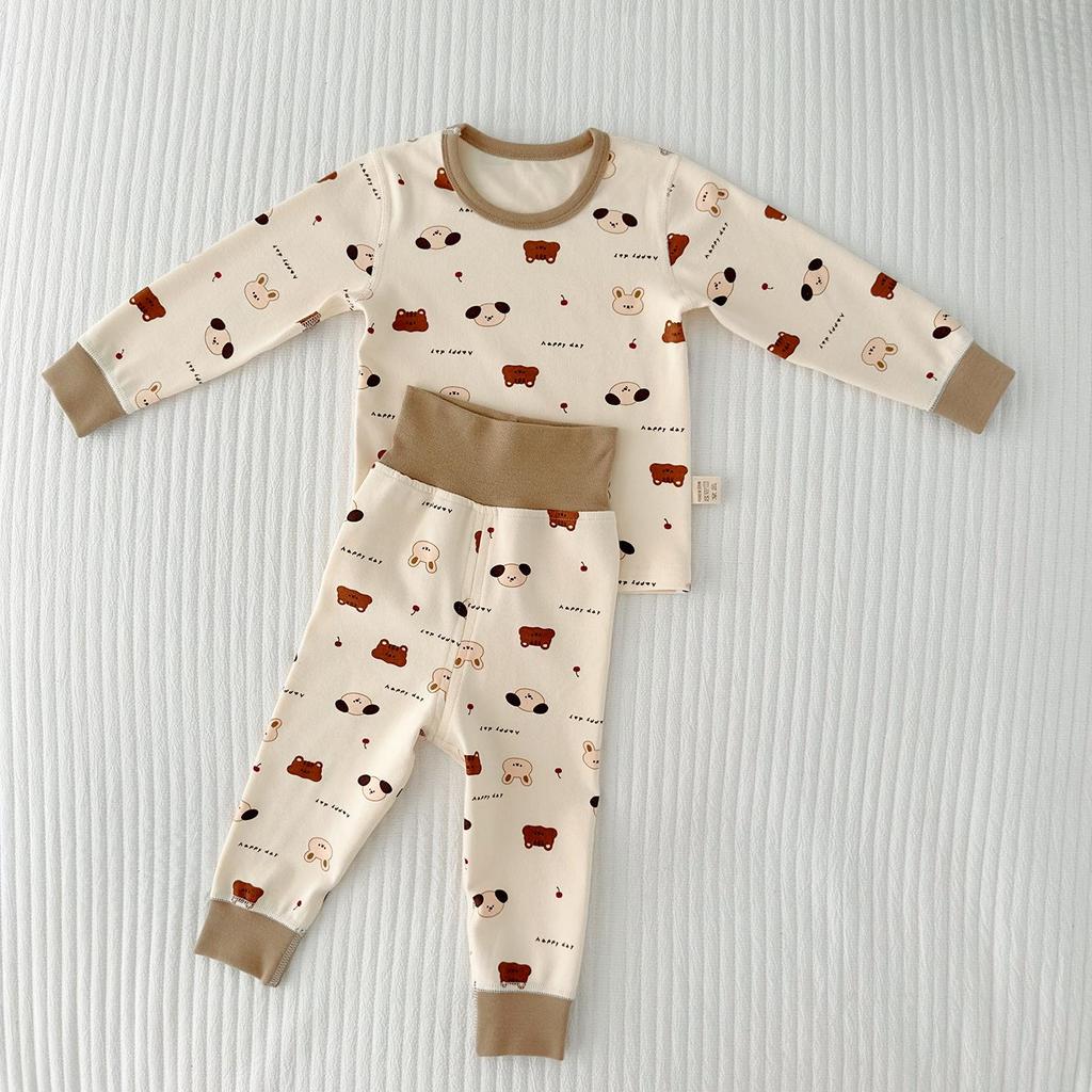 Baby Belly Protection High-Waisted Cotton Underwear Set - Autumn Toddler Pants & Flannel Separates