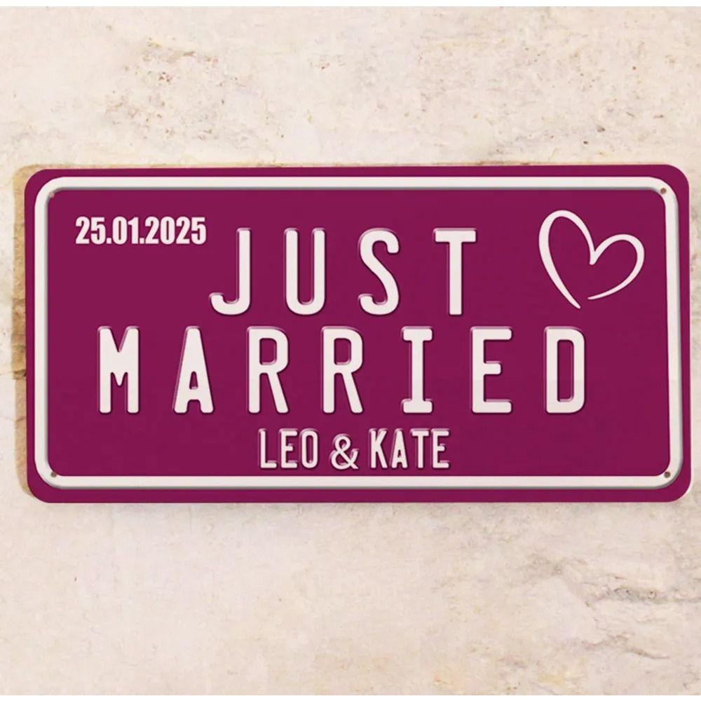 Yeni Evli Metal Tabela 15x30cm, Özel Gelin Damat Adı Tarih Düğün Hediyesi