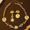 Vintage Devil Eye Necklace Schiaparelli Style Retro Nose Pendant Sweater Chain