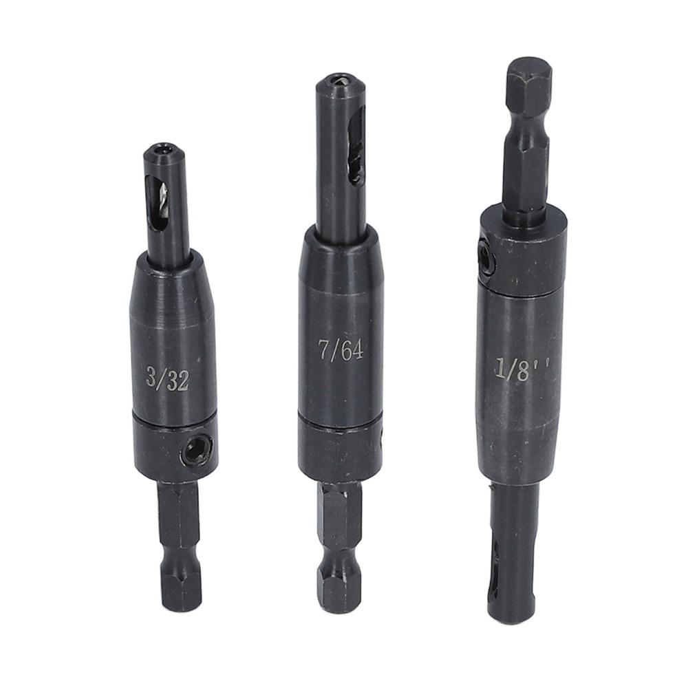 3 PCS Hex Shank Self Centering Drill Bit Set  Cabinet and Door Hinge Installation