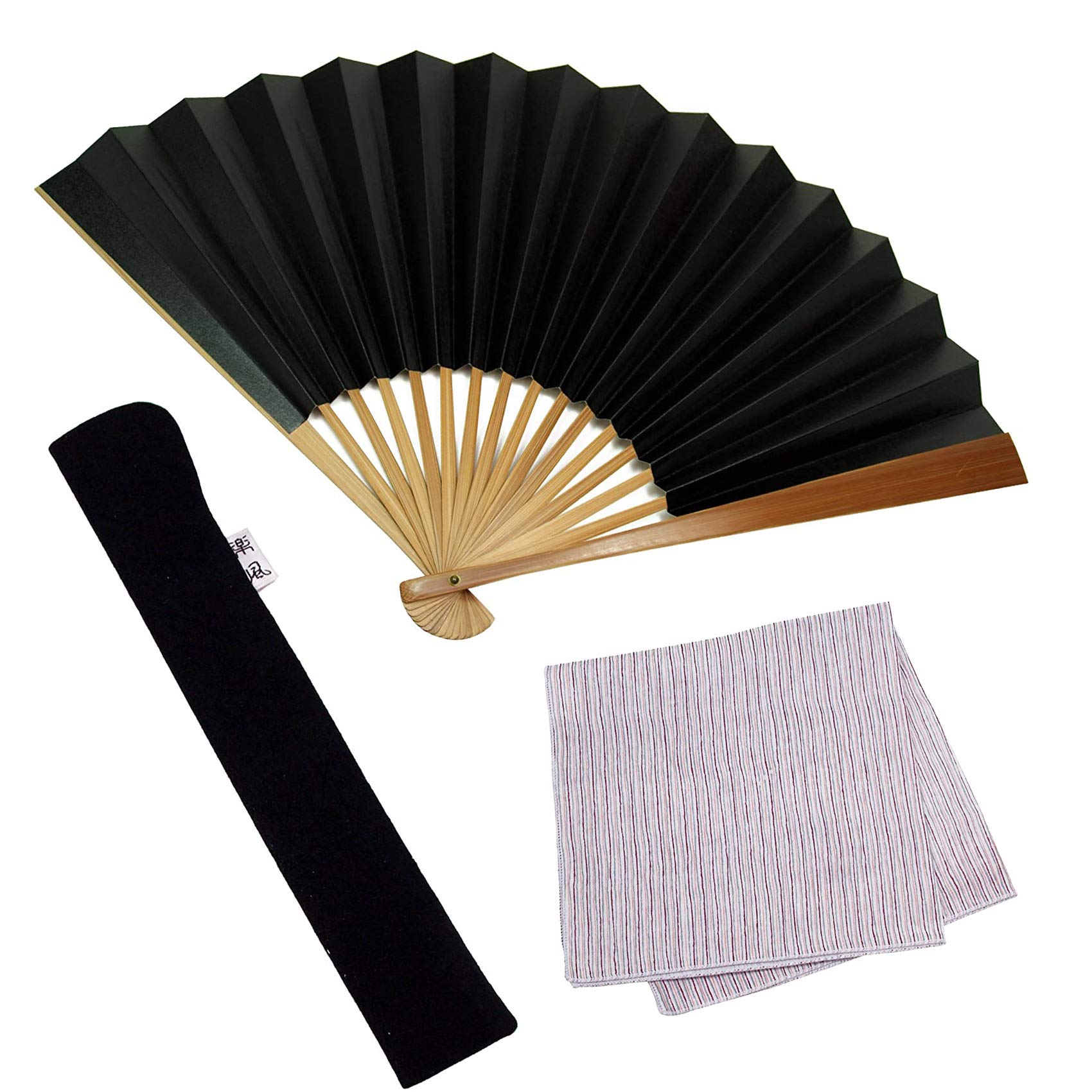 

Fan Fan Set with Shibu Black [Osaka Choseido] Fan, Men s, Fashionable, Business, Bag, Holder, Handkerchief, Fan, чёрный
