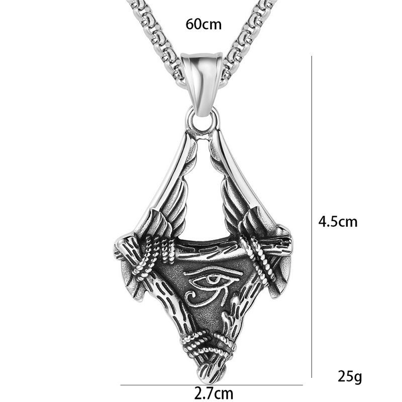Vintage Mısır Horus Gözü Çift Kanatlı Paslanmaz Çelik Kolye Orta Soğuk Hipster Giyim Asılı
