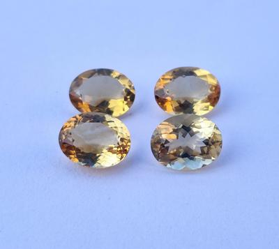 Ring Making Oval Cut Stones, 4 Pieces Natural Citrine Gemstone Lot, 7x9 Mm Size Lot, 6.60 Carat Loose Gemstone.