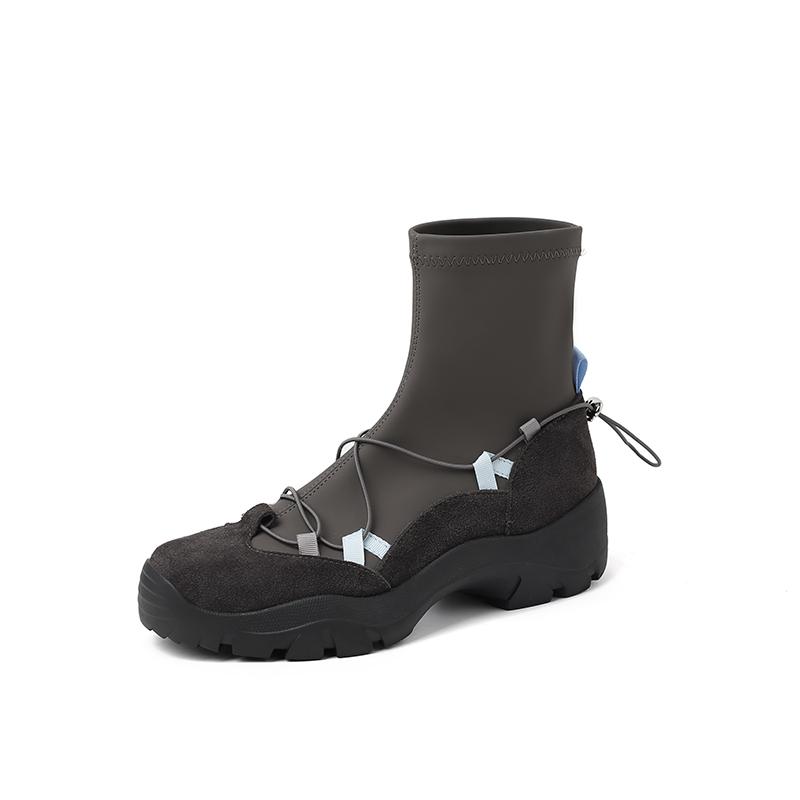 2025 New Women's Fashion Boots Round Toe Platform Sole Casual Short Boots Outdoor Sport Hiking One Kick Plus-size Women's Shoes