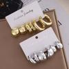 2025 New Trendy Gold Color Twisted C Shape Tear Drop Earrings Set for Women Fashion Metal Geometric Circle Earrings Jewelry