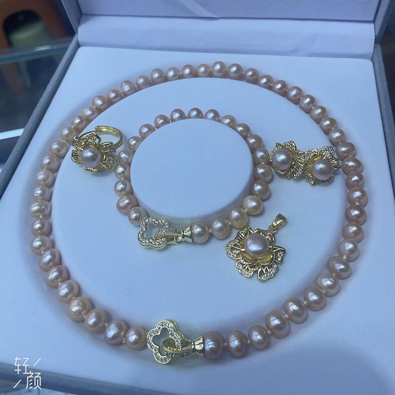 Versatile Five-Piece Natural Freshwater Pearl Necklace Set for Women