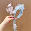Faixa de Cabeça Borboleta de Fada Sem Pressão Construção Leve Faixa Flexível Coroa de Flores de Princesa Tassel de Pérolas Pendurado