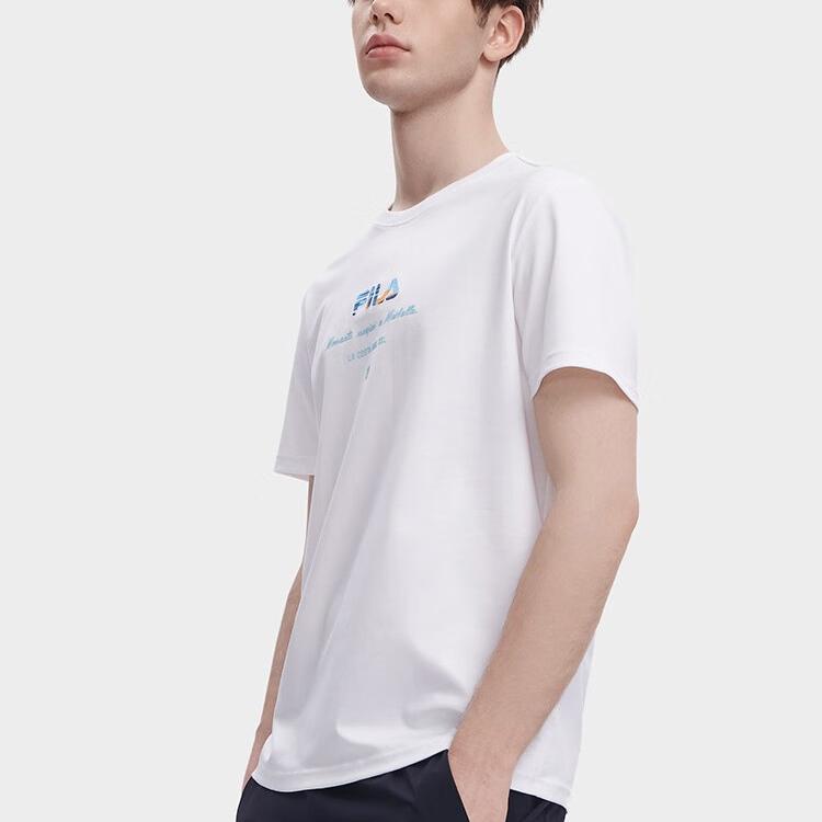 Fila Logo Print Casual Simple Sports Crew Neck Short Sleeve T-Shirt Men Tops White F11M328105FWT