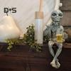 UV Protected Alien Garden Ornament Statue Hand-Painted Funny Rude Alien Sculpture Home Decor Yard Ornament
