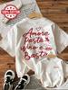 T-shirt Casual Larga da Donna con Stampa "Amore Pasta Vino E Basta" Cibo Italiano Manica Corta Girocollo