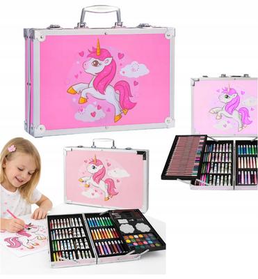 Art Set for Children 145 Pieces In a Unicorn Case - Pink