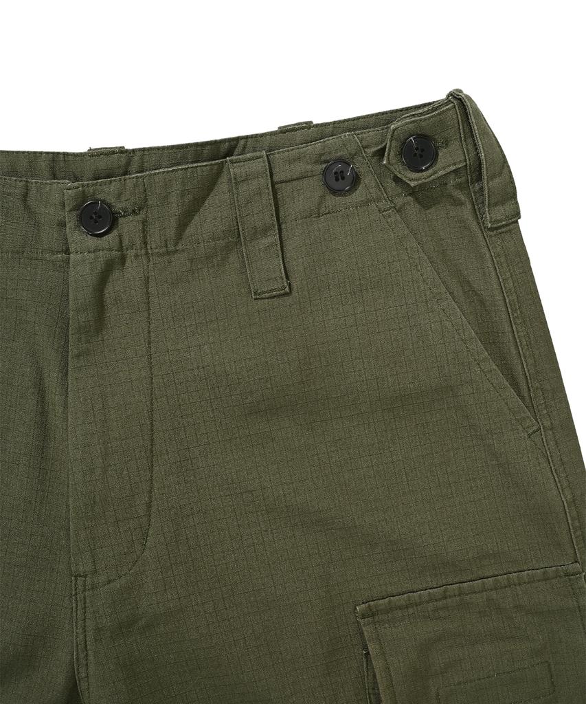 OHY Unbalance Cargo Pocket Rip Pants-Khaki