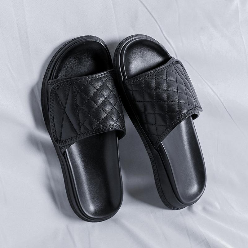 

Роскошные Классические Летние Мужские Шлепанцы Натуральная Кожа Шлепанцы Сандалии Кожа Оригинальные Мужские Вьетнамки Уличные Мужские Шлепанцы 44 чёрный