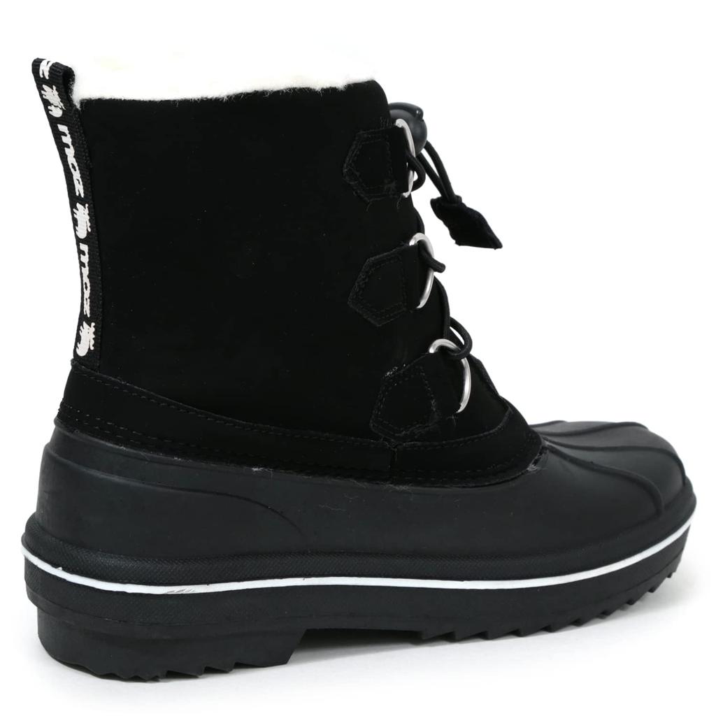 Mozu Bean Down Boots, Inner Boa, Lace-Up, Elastic, Women's, Black, Size 24cm