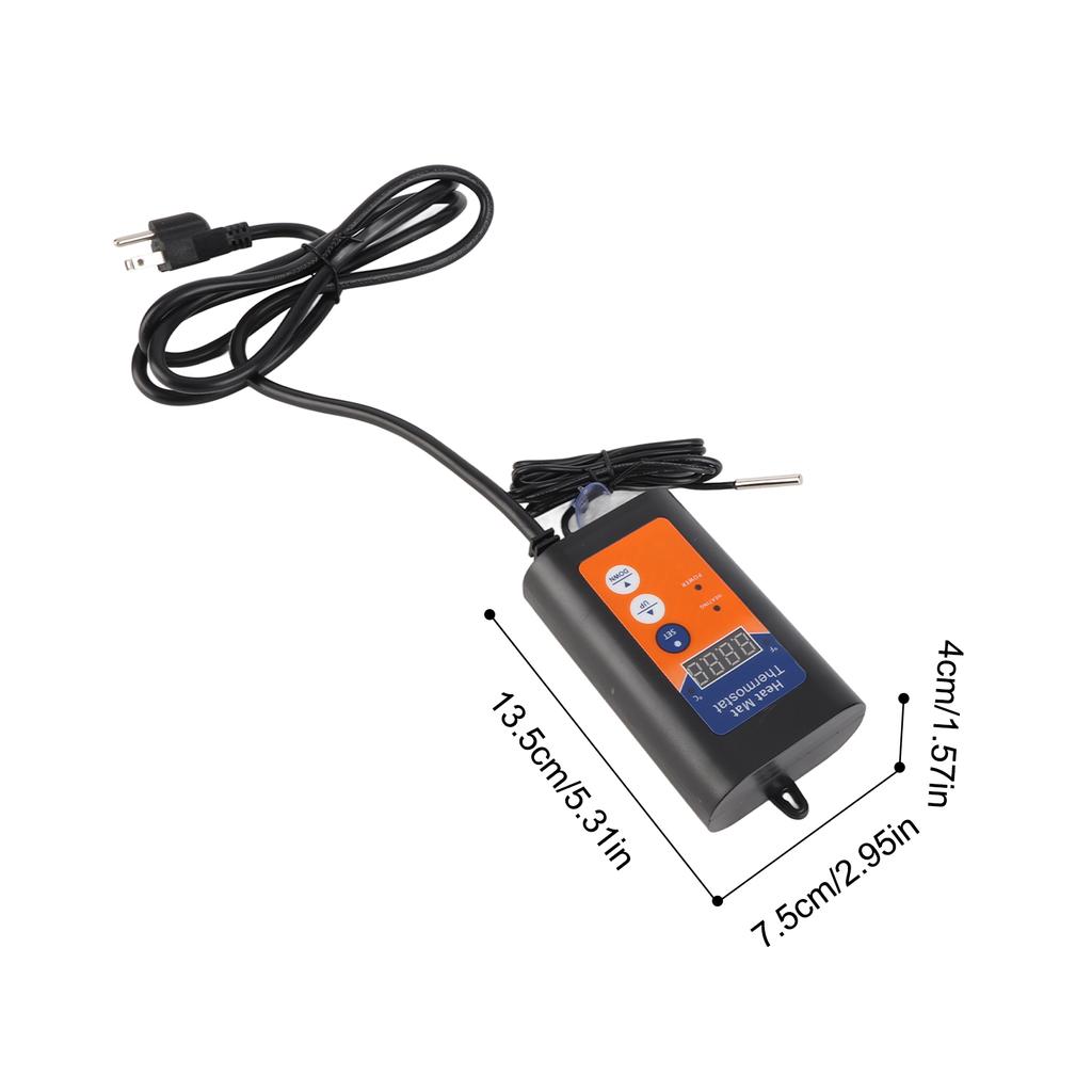 Digitale Verwarmingsmat Thermostaat 1000W 41 tot 108 Fahrenheit Temperatuurregelaar met LED-display voor Zaailingen Hydroponische Ontkieming Reptielen Fermenta