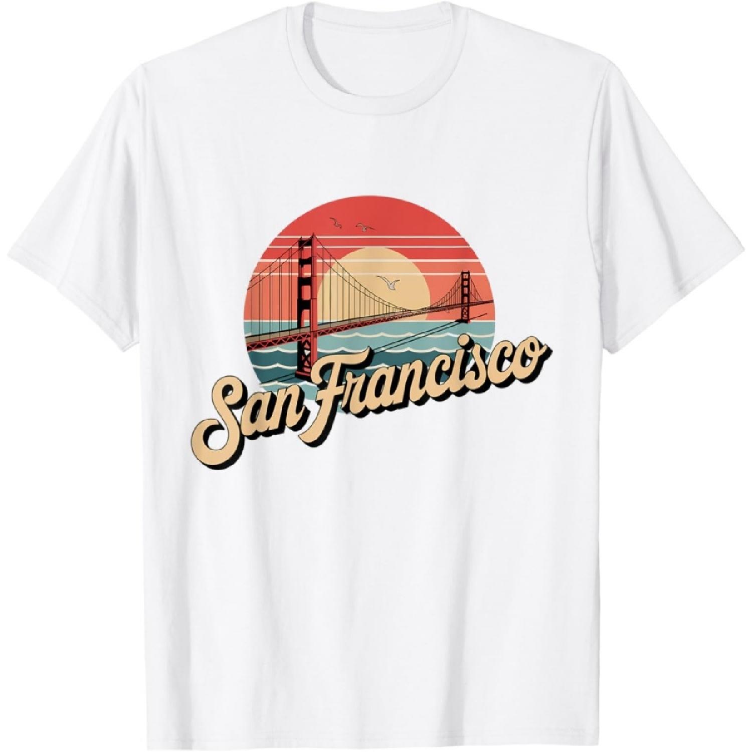 Retro San Francisco Golden Gate Bridge Design T-Shirt XXXXXL белый