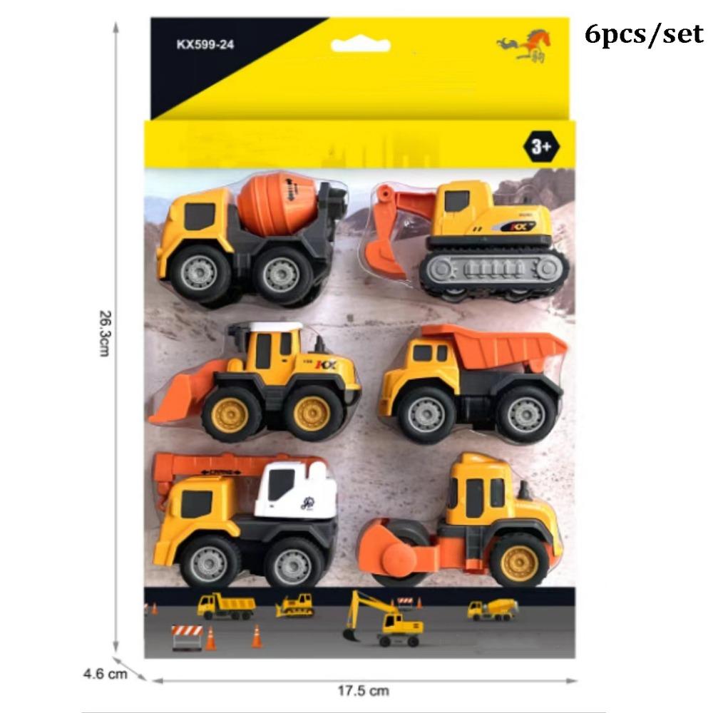 4/6pcs 2 Styles Simulation Diecast Crane Car Alloy Engineering Vehicle Toy  Children Kids Boys