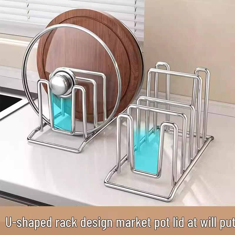 Stainless Steel Kitchen Lid & Cutting Board Storage Rack