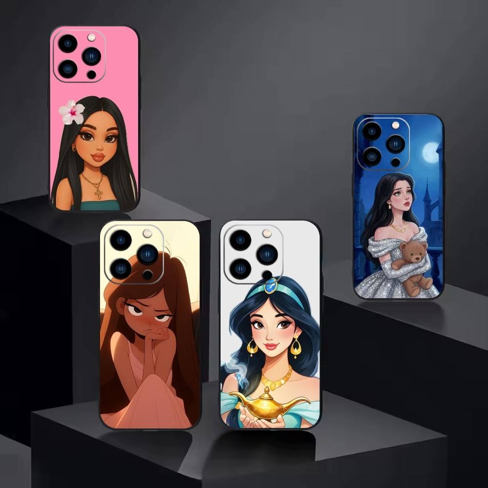 T-Rapunzel Princess Phone Case For iPhone 17 16 15 14 13 12 Max Plus Silicone Black Cover