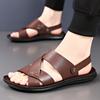 Modische Sommer-Sandalen für Herren Outdoor Weiche Lässige Sport-Slipper Leder Rutschfest Atmungsaktiv Römische Schuhe Strand-Flip-Flops Gartenschuhe