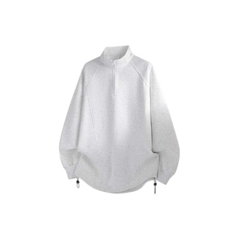 Dingfengbaoluo American Style Half-Zip Hoodie Men Autumn Loose Casual Stand Collar Long Sleeve Top