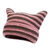 Nuovo Cappellino Streetwear Giapponese Harajuku Diavoletto a Strisce Cappello a Maglia Donna Ragazze Autunno Inverno Carino Cappellino con Orecchie da Gatto