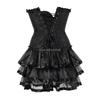 Set Gonna con Corsetto per Donna Tutù Festa Bustier Costume Sexy Allacciato Vintage Corseletto Abbigliamento Nero