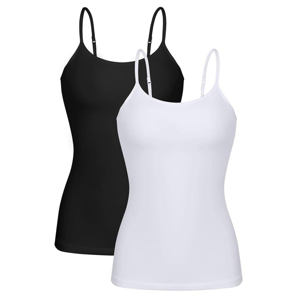 CHARMLEAKS Damen-Unterhemd aus Baumwolle, Damenunterwäsche, Nachtwäsche, Unterwäsche, Hebe-BH, solides Basic-Tanktop, 2er-Pack