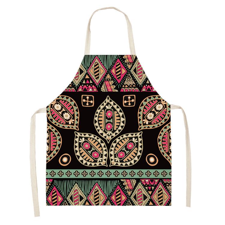Mandala Geometric Printed Apron for Woman Home Cooking Baking Coffee Shop Cleaning Kitchen Cotton Linen Bibs