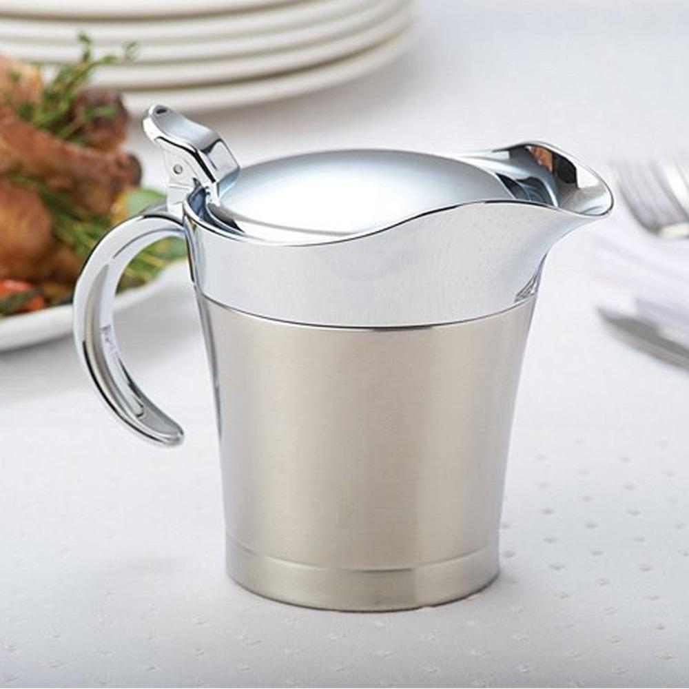 304 Stainless Steel Gravy Boat Double Wall Insulated Sauce Storage Container Sauce Jug  Home Use