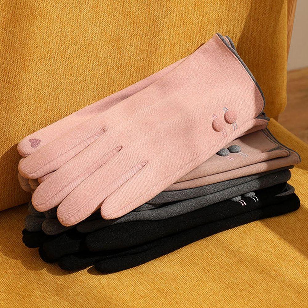 Windproof Outdoor Solid Color Velvet Female Gloves Thick Mittens Full Finger Gloves